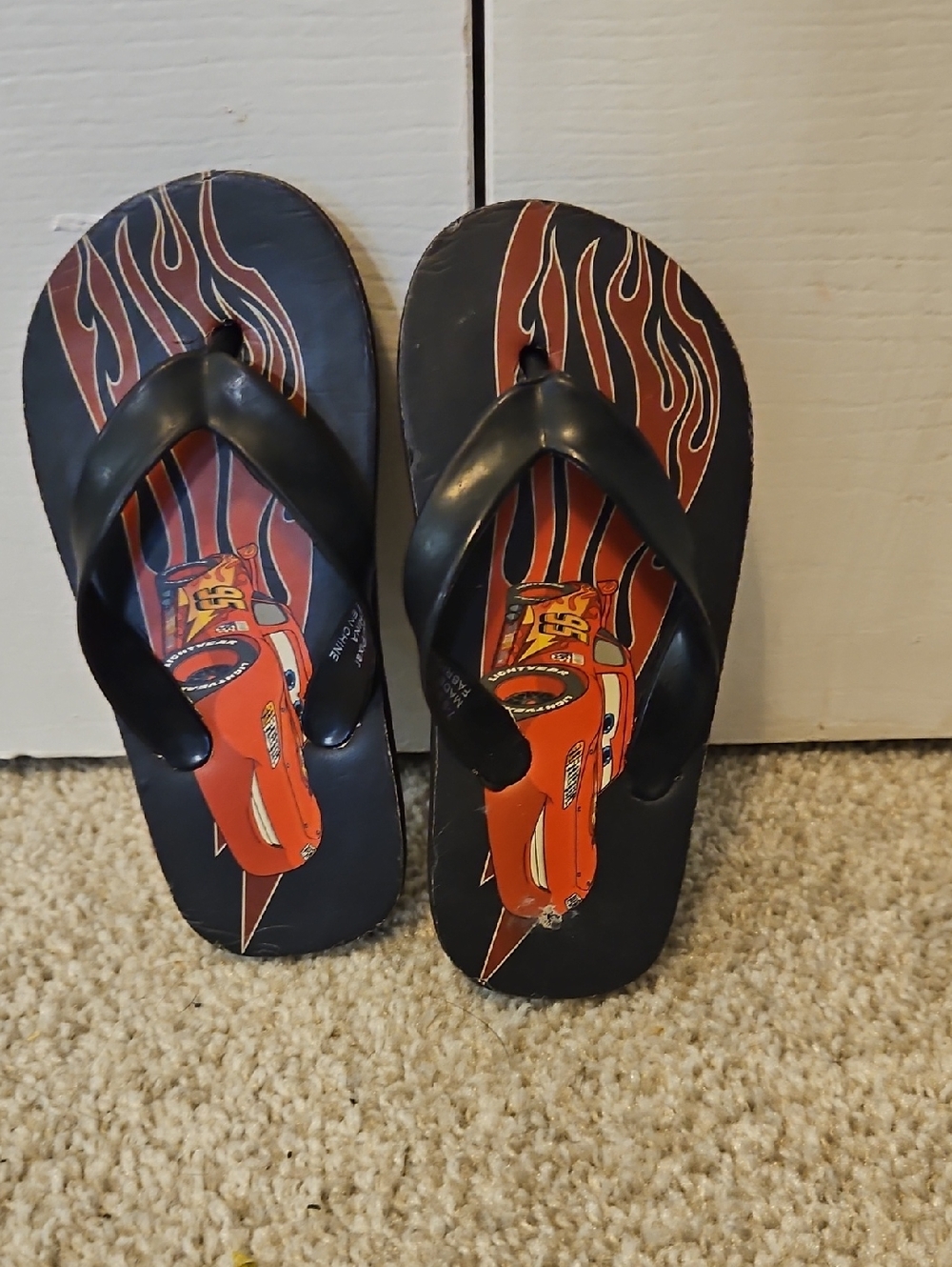 Kids Lightning McQueen Flip Flops - Black & Red